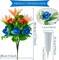 Set of 2 Artificial Orange Lily Cemetery Bouquets with Vases for Grave and Headstone Decoration
